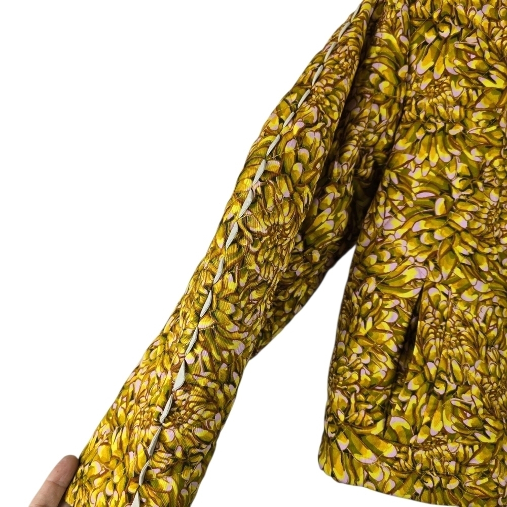 Kika Vargas Floral Yellow Women's Jacket Button Up Lined Size XS Whimsy Colorful - Picture 5 of 13